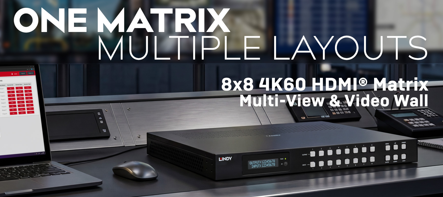 8x8 HDMI&reg; 4K60 Seamless Multi-View Matrix with Video Wall Scaling