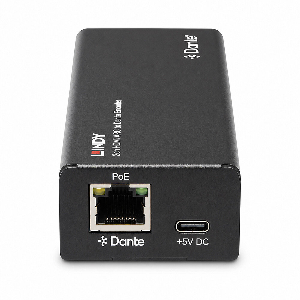 Lindy 70620 HDMI ARC to Dante enkod&eacute;r &ndash; kompaktn&eacute; kovov&eacute; &scaron;asi